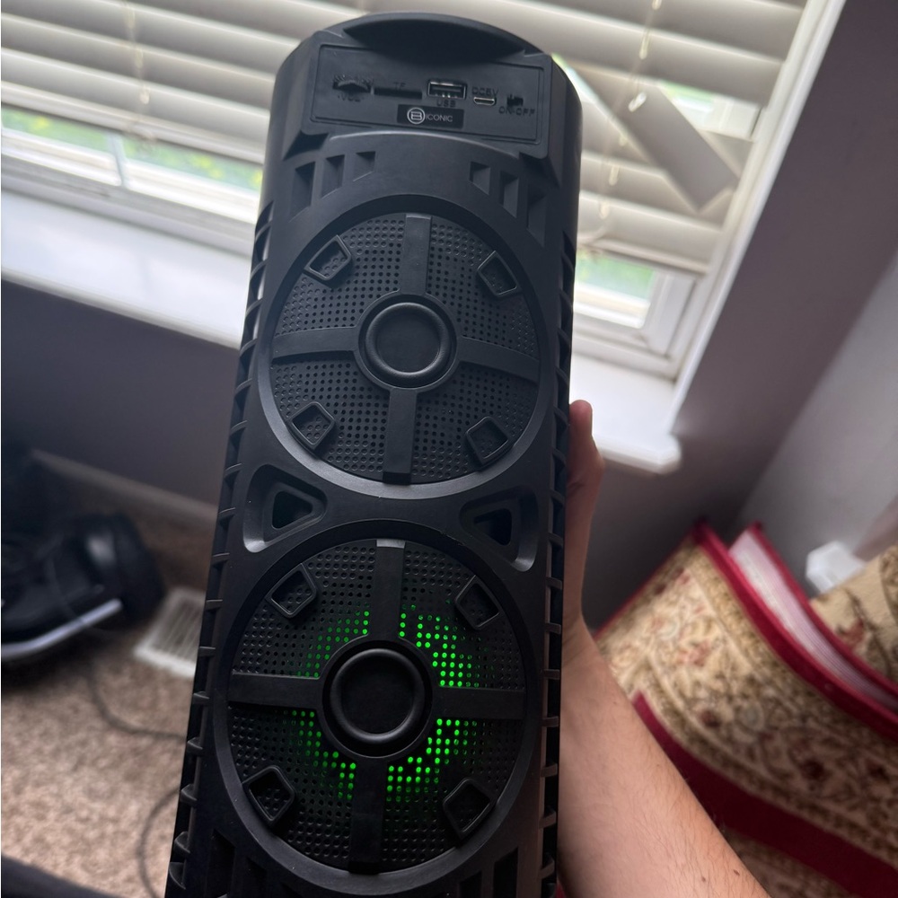 Black and Green Portable Speaker with LED Display